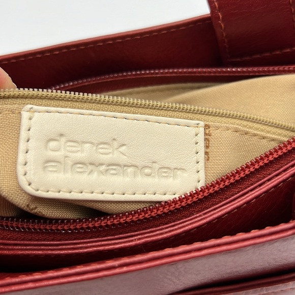 DEREK ALEXANDER TABLET FRIENDLY WHISKEY RED LEATHER TOTE BAG PURSE - Picture 7 of 14